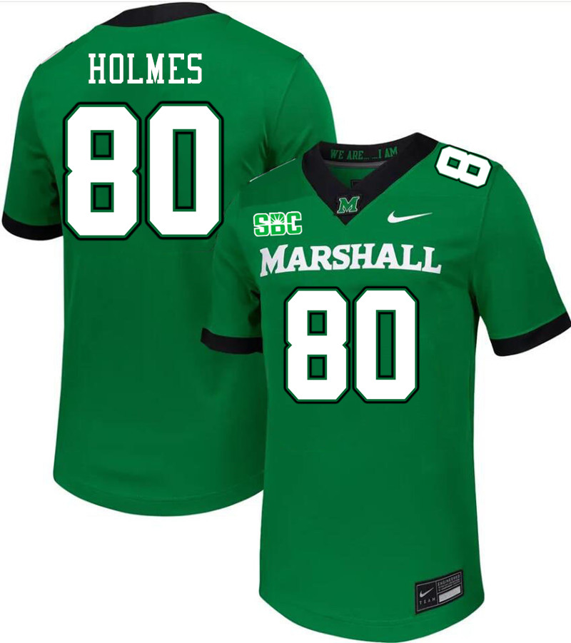 Men #80 Justin Holmes Marshall Thundering Herd SBC Conference College Football Jerseys Stitched-Gree